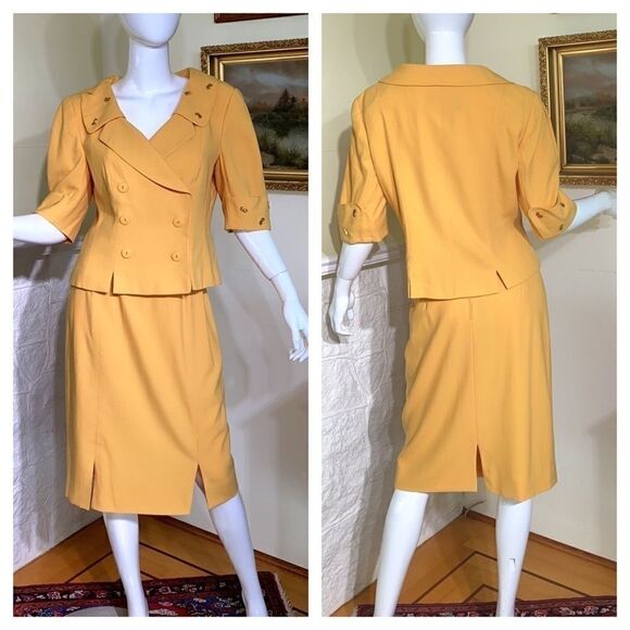 Louis Feraud 100% Wool Skirt & Jacket Suit Set - Picture 1 of 14